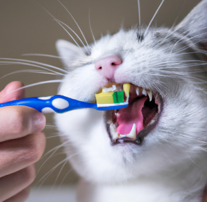 Cat Grooming 8 A cat getting its teeth brushed by its owner