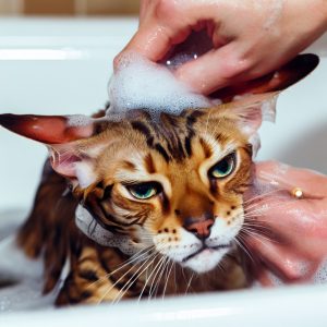 How to Groom A Bengal Cat 4 bathing a bengal cat