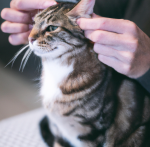 examing a cats ears